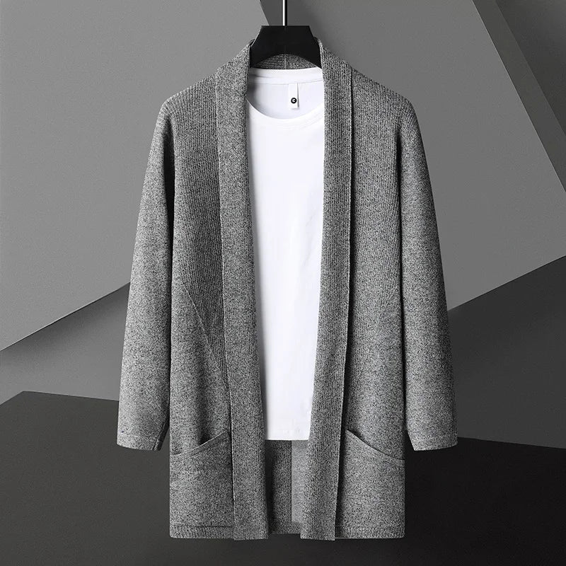 Beau | Men's Cardigan Sweater Gray Long Sleeve Open Front