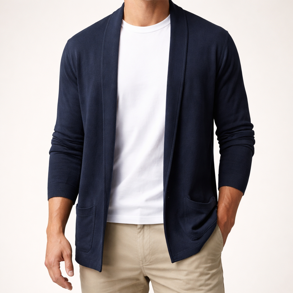 Beau | Men's Cardigan Sweater Gray Long Sleeve Open Front