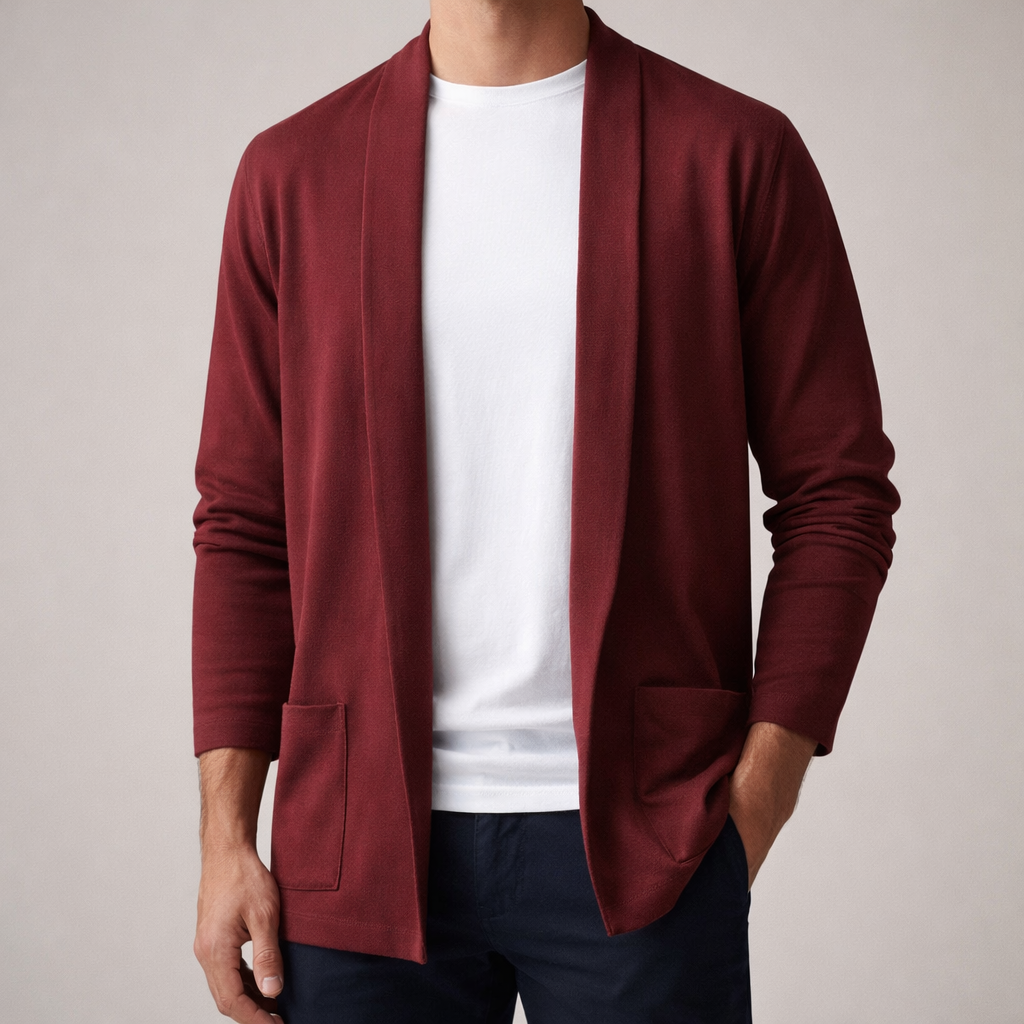 Beau | Men's Cardigan Sweater Gray Long Sleeve Open Front