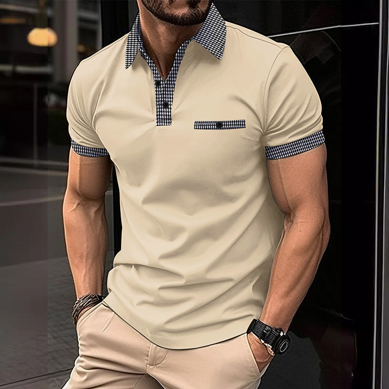 Knox | Men's Polo Shirt Navy White Checkered Collar