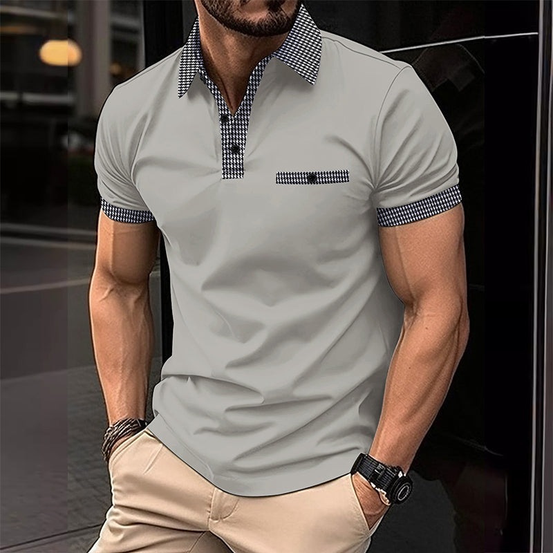 Knox | Men's Polo Shirt Navy White Checkered Collar