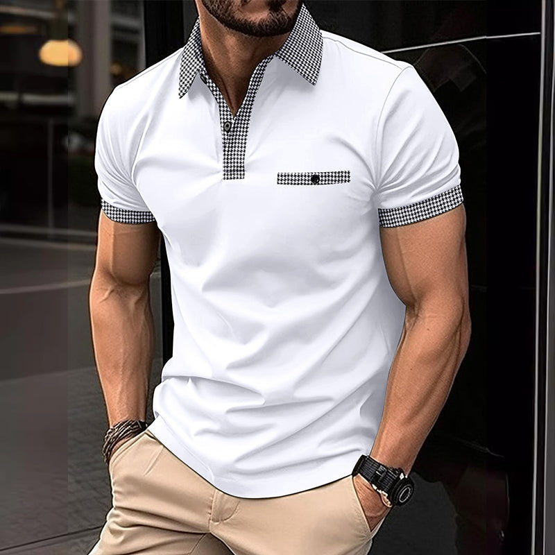 Knox | Men's Polo Shirt Navy White Checkered Collar