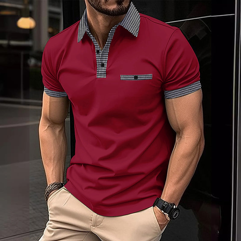 Knox | Men's Polo Shirt Navy White Checkered Collar