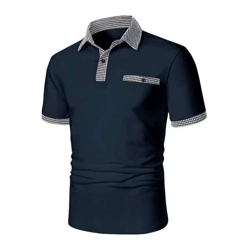 Knox | Men's Polo Shirt Navy White Checkered Collar