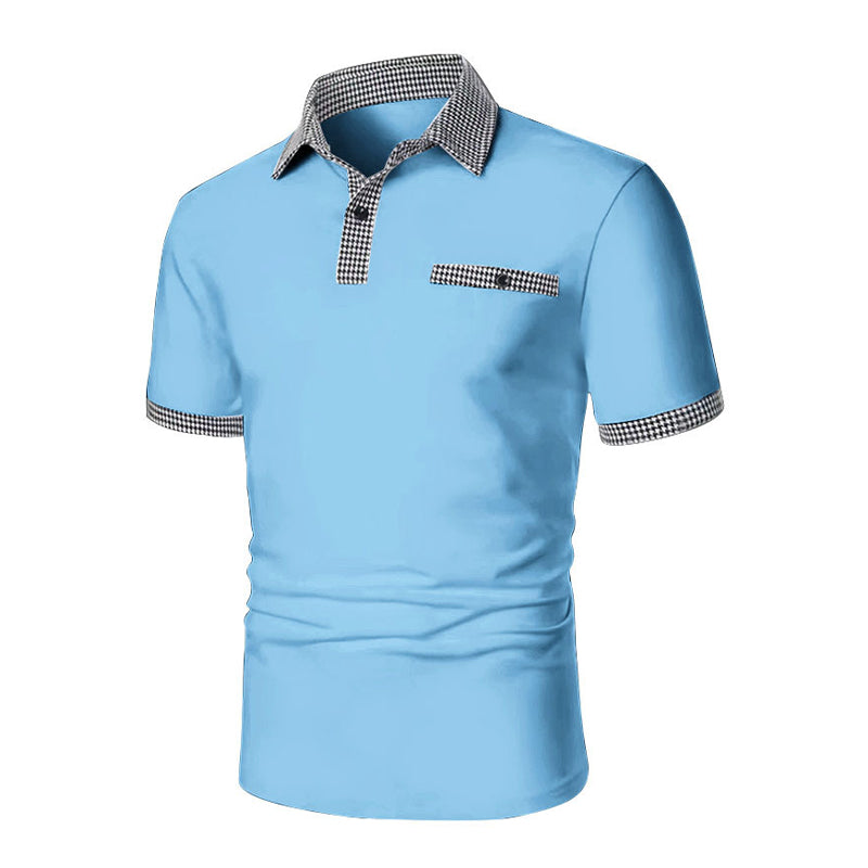 Knox | Men's Polo Shirt Navy White Checkered Collar