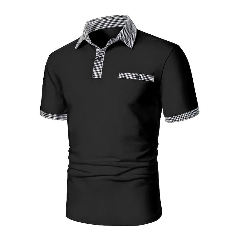 Knox | Men's Polo Shirt Navy White Checkered Collar