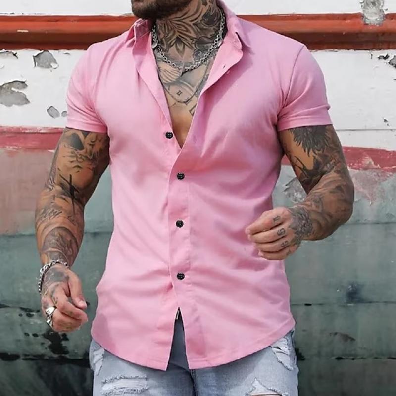 Axel | Men's Casual Short Sleeve Button Up Shirt Blue