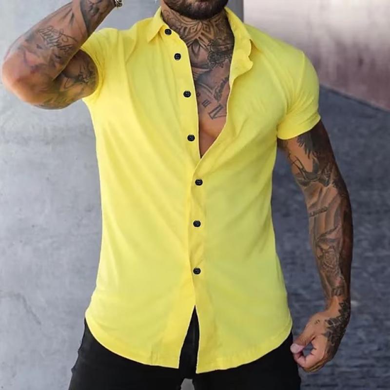Axel | Men's Casual Short Sleeve Button Up Shirt Blue