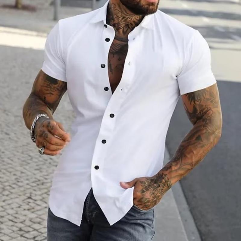 Axel | Men's Casual Short Sleeve Button Up Shirt Blue