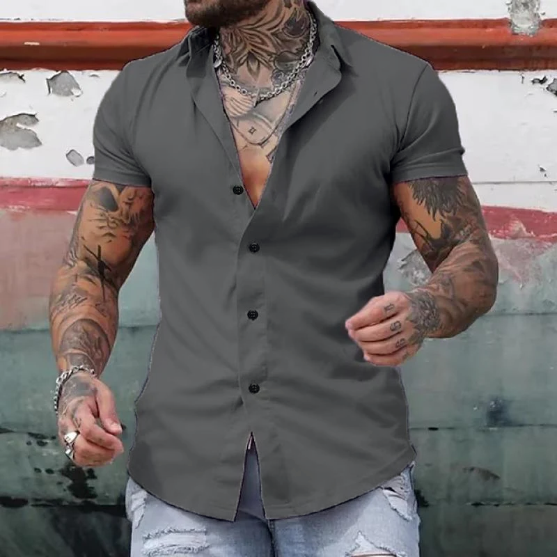 Axel | Men's Casual Short Sleeve Button Up Shirt Blue