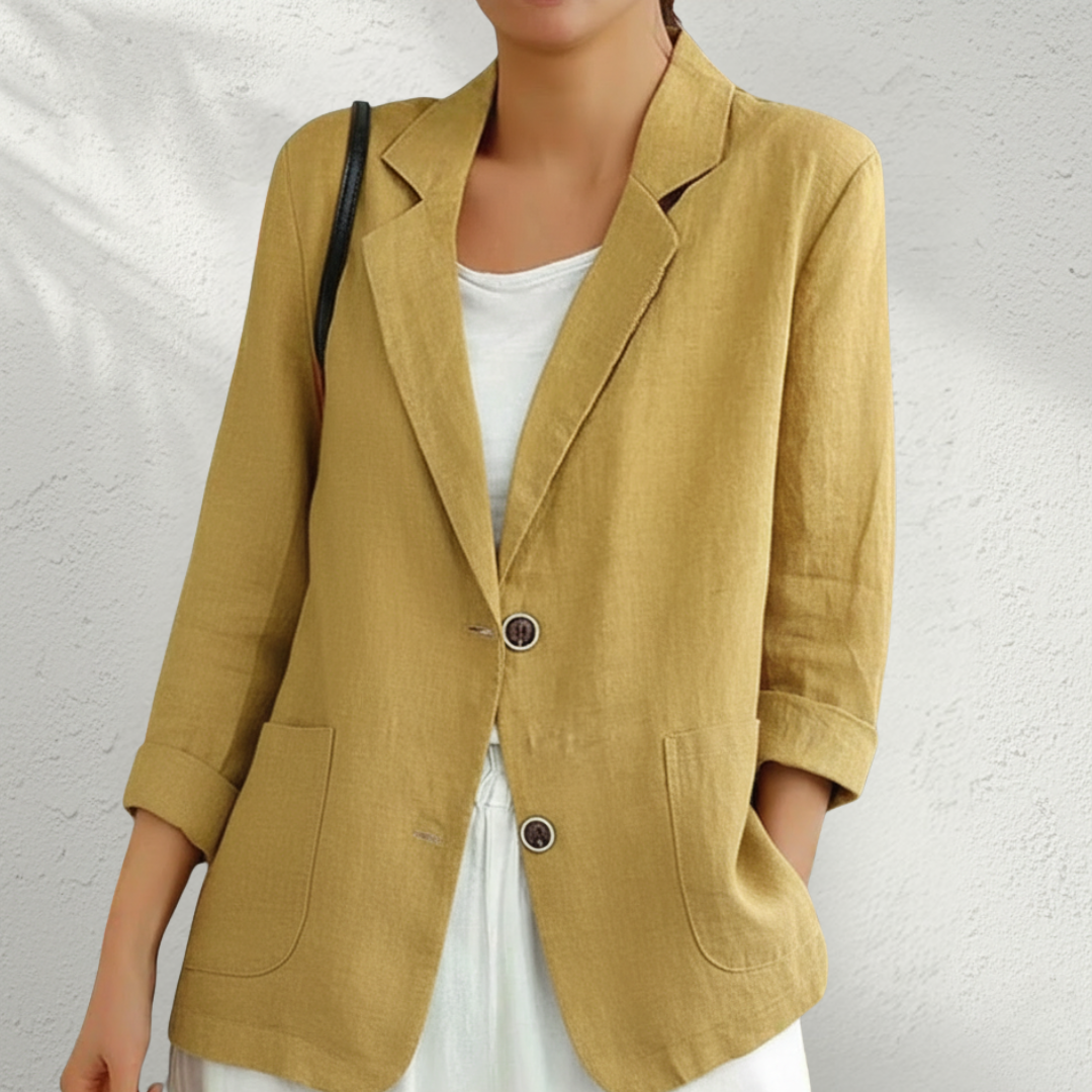 Viola | Women's Oversized Blazer Black Button Front