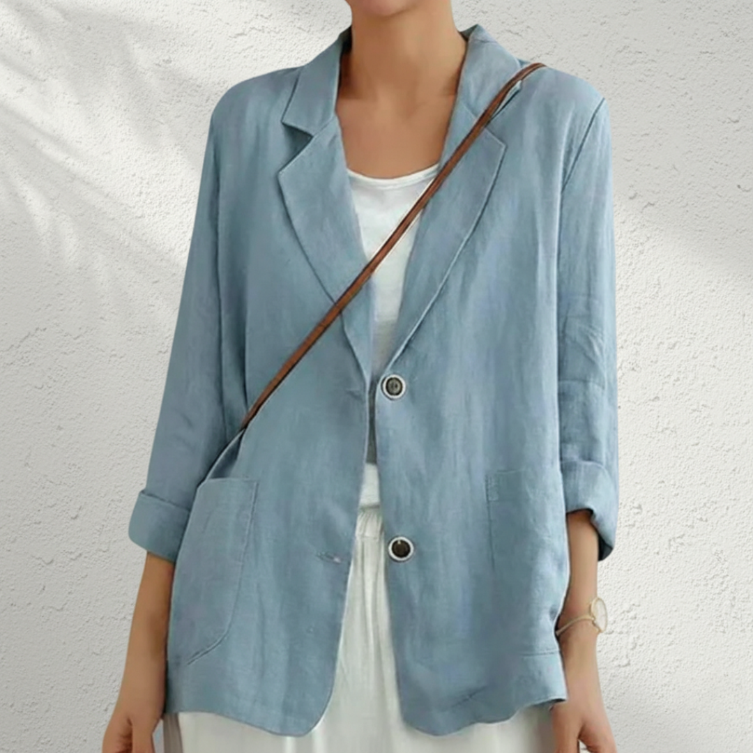 Viola | Women's Oversized Blazer Black Button Front