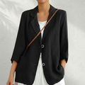 Dama Washington Viola women's oversized blazer black button front - front view