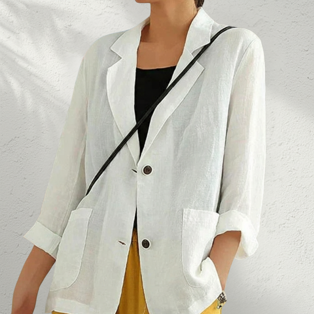 Viola | Women's Oversized Blazer Black Button Front