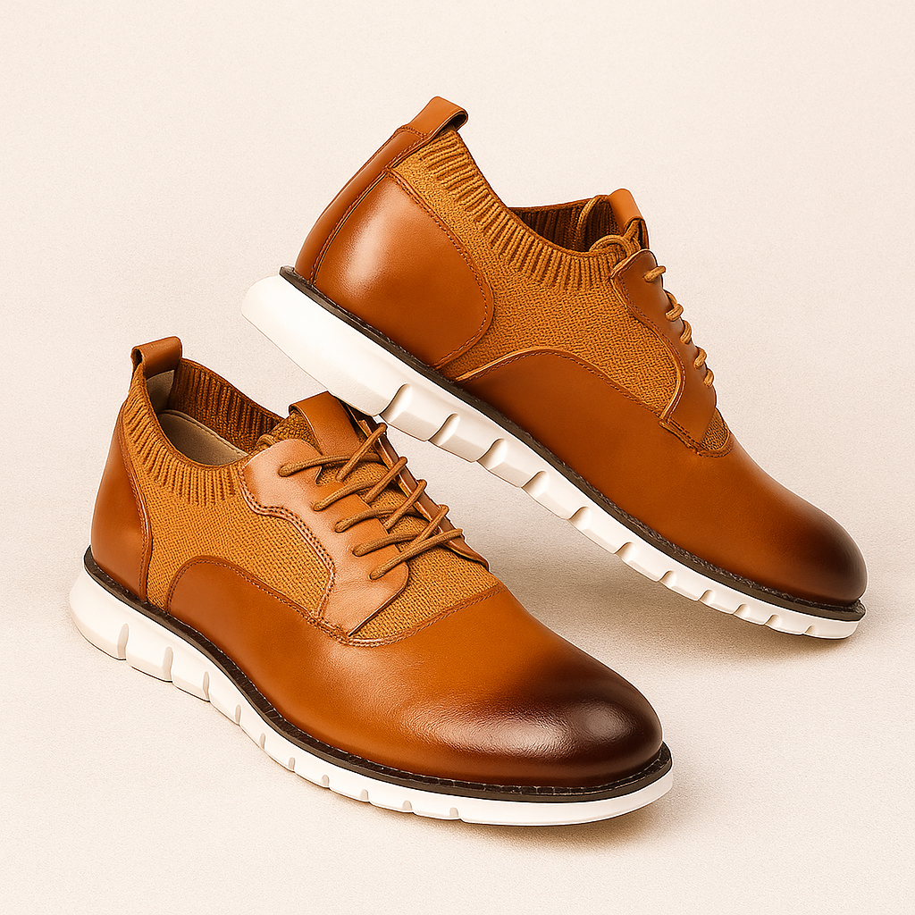 Jude | Men's Cognac Leather Oxford Shoes White Sole