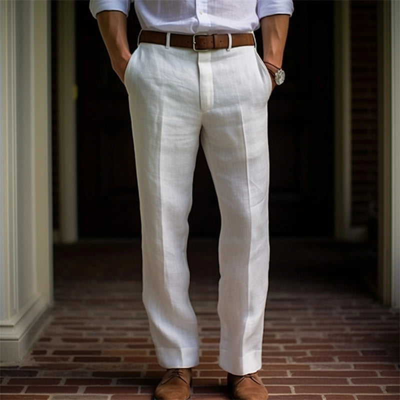 Callum | Men's Dress Pants Cream Straight Leg Tailored