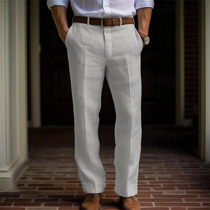 Callum | Men's Dress Pants Cream Straight Leg Tailored