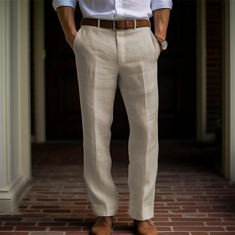 Callum | Men's Dress Pants Cream Straight Leg Tailored