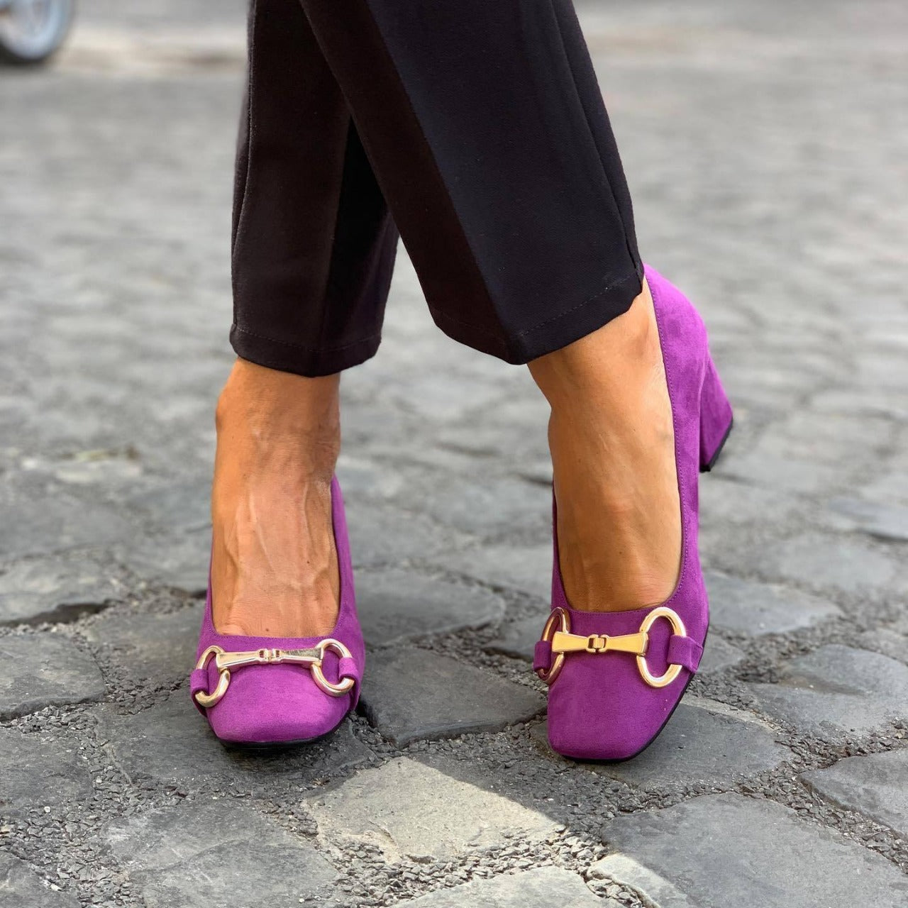 Mia | Women's Block Heel Pumps Orange Suede
