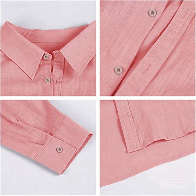 Wyatt | Men's Linen Button Up Shirt Pink Long Sleeve