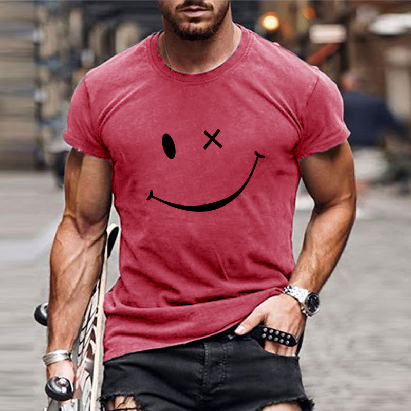 Max | Men's Graphic Tee White Smiley Face Print