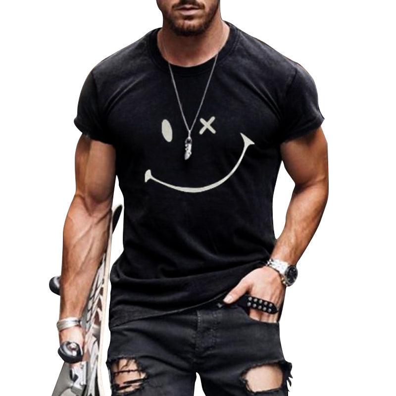 Max | Men's Graphic Tee White Smiley Face Print