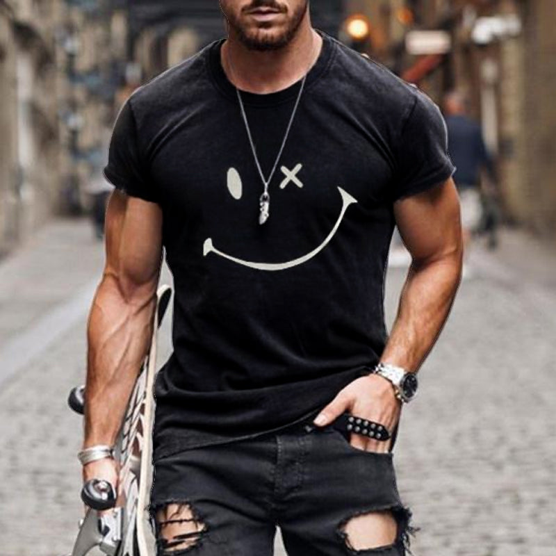 Max | Men's Graphic Tee White Smiley Face Print