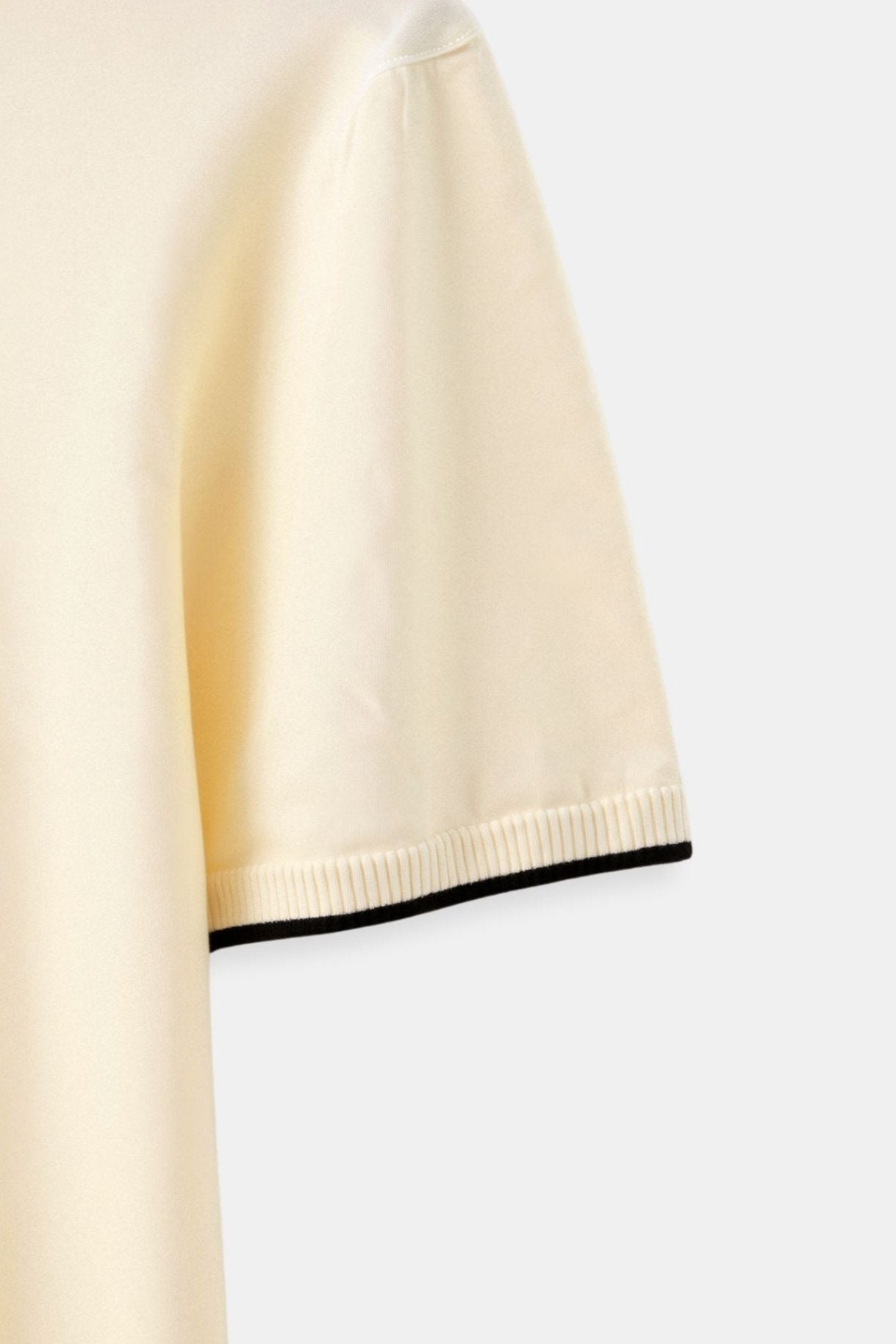 Bram | Men's Polo Shirt Cream Black Trim Short Sleeve