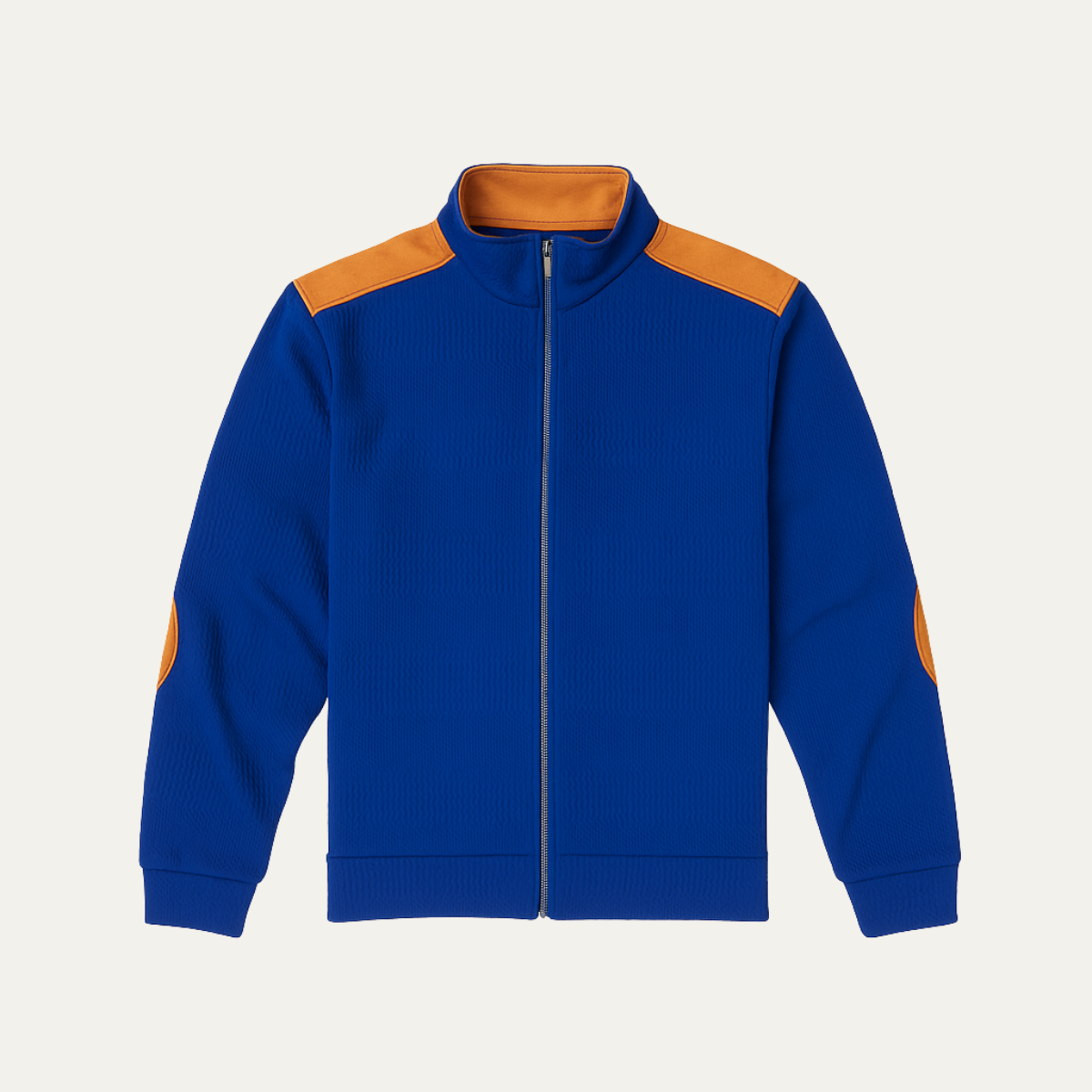 Wyatt | Men's Casual Zip Up Sweater Royal Blue Orange Trim