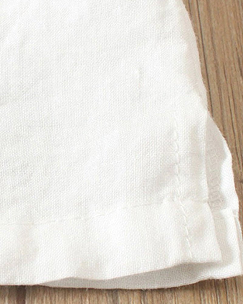 Lena | Women's Linen Short Sleeve Blouse Cream Button Front