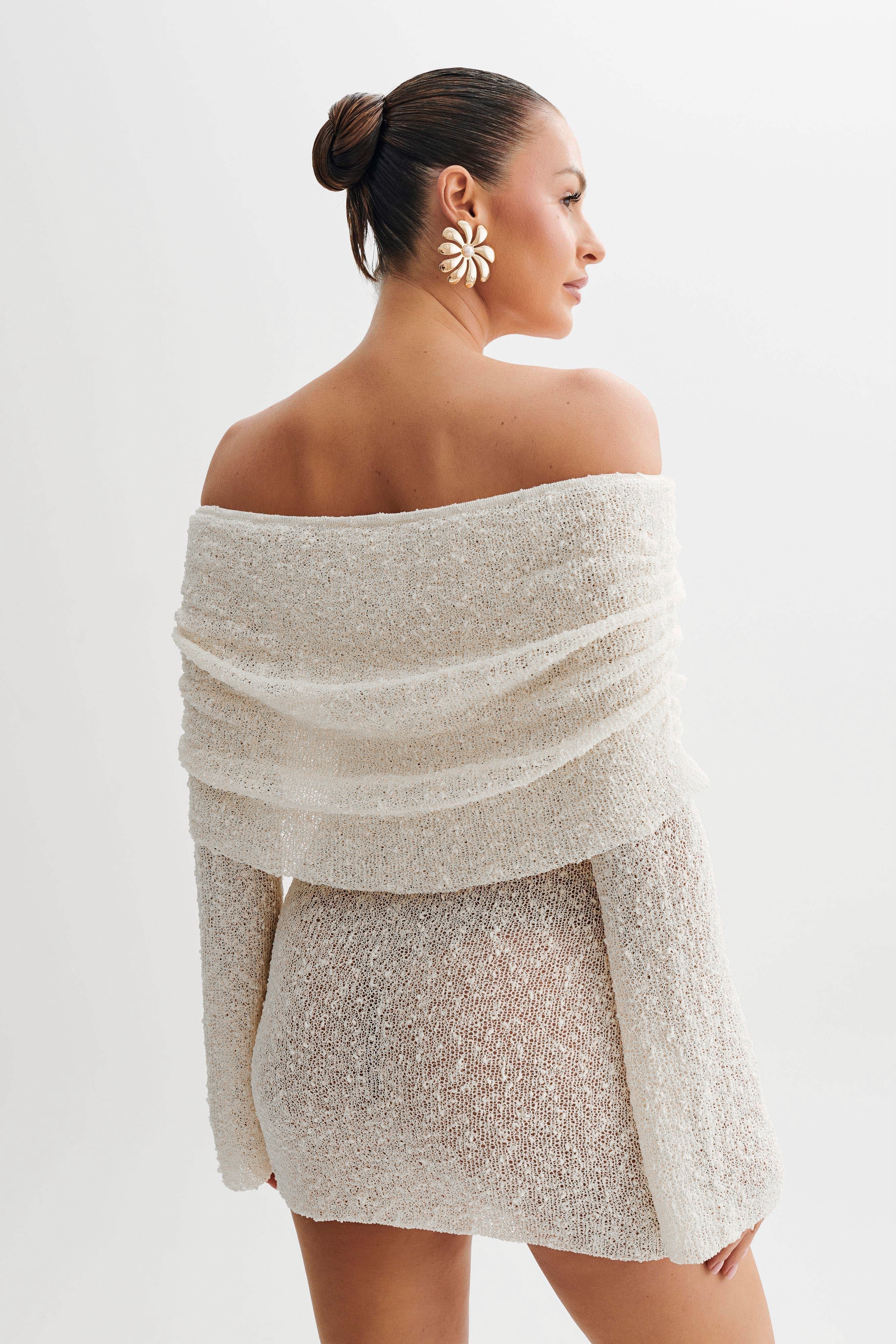 Isla | Women's Off Shoulder Knit Dress Cream