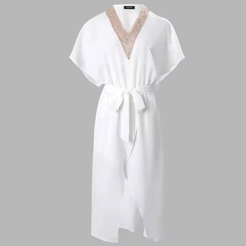 Esme | Women's Wrap Midi Dress V Neck Cream