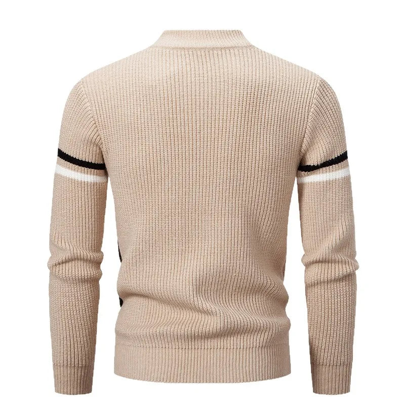 Sage | Men's Color Block Crew Neck Sweater Teal Cream
