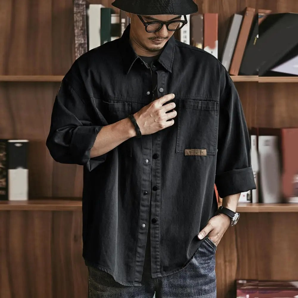 Ezra | Men's Overshirt Sage Green Button Up Long Sleeve
