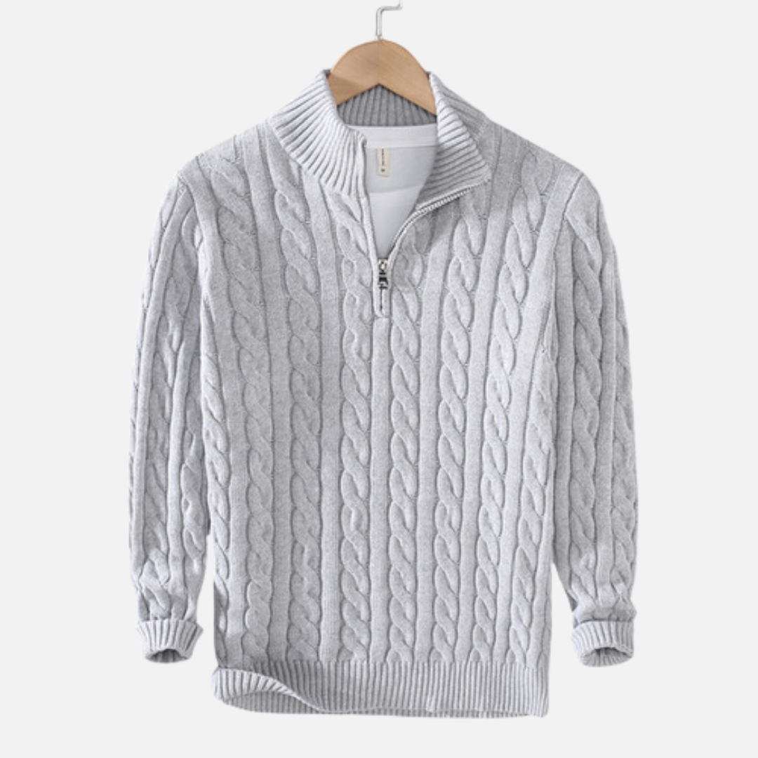 Dama Washington Sullivan quarter zip cable knit sweater - front view