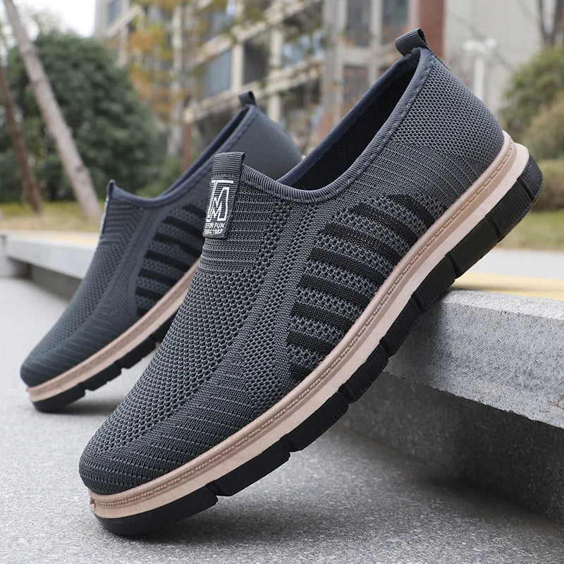 Kade | Men's Knit Slip On Sneakers Tan Black Sole