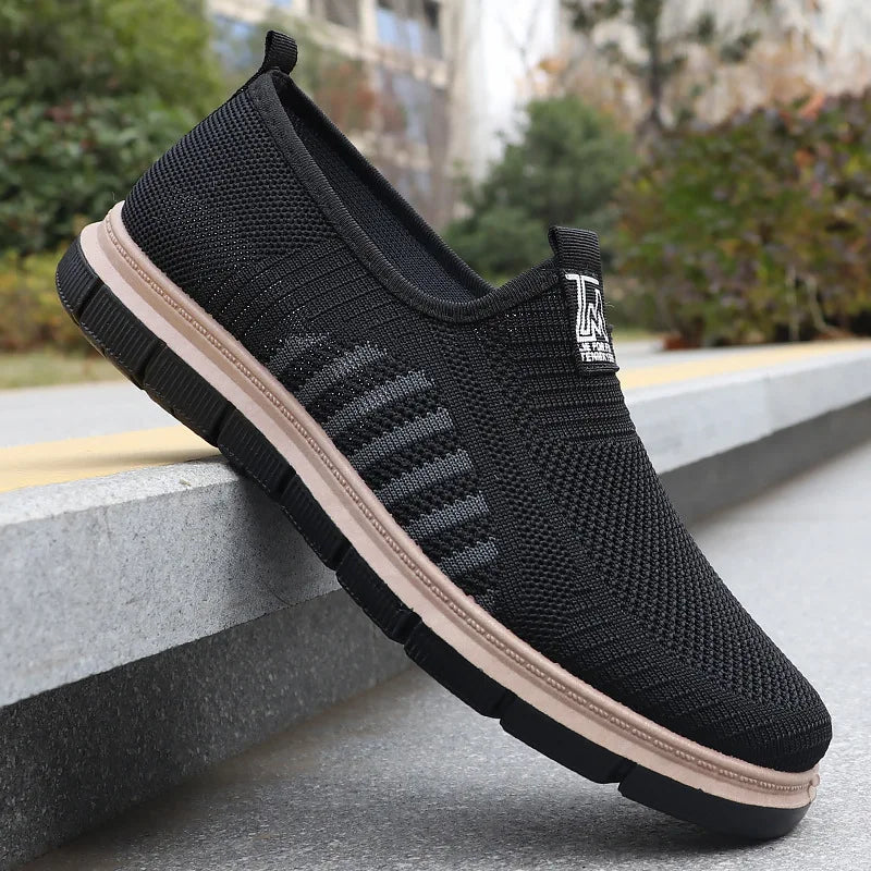Kade | Men's Knit Slip On Sneakers Tan Black Sole