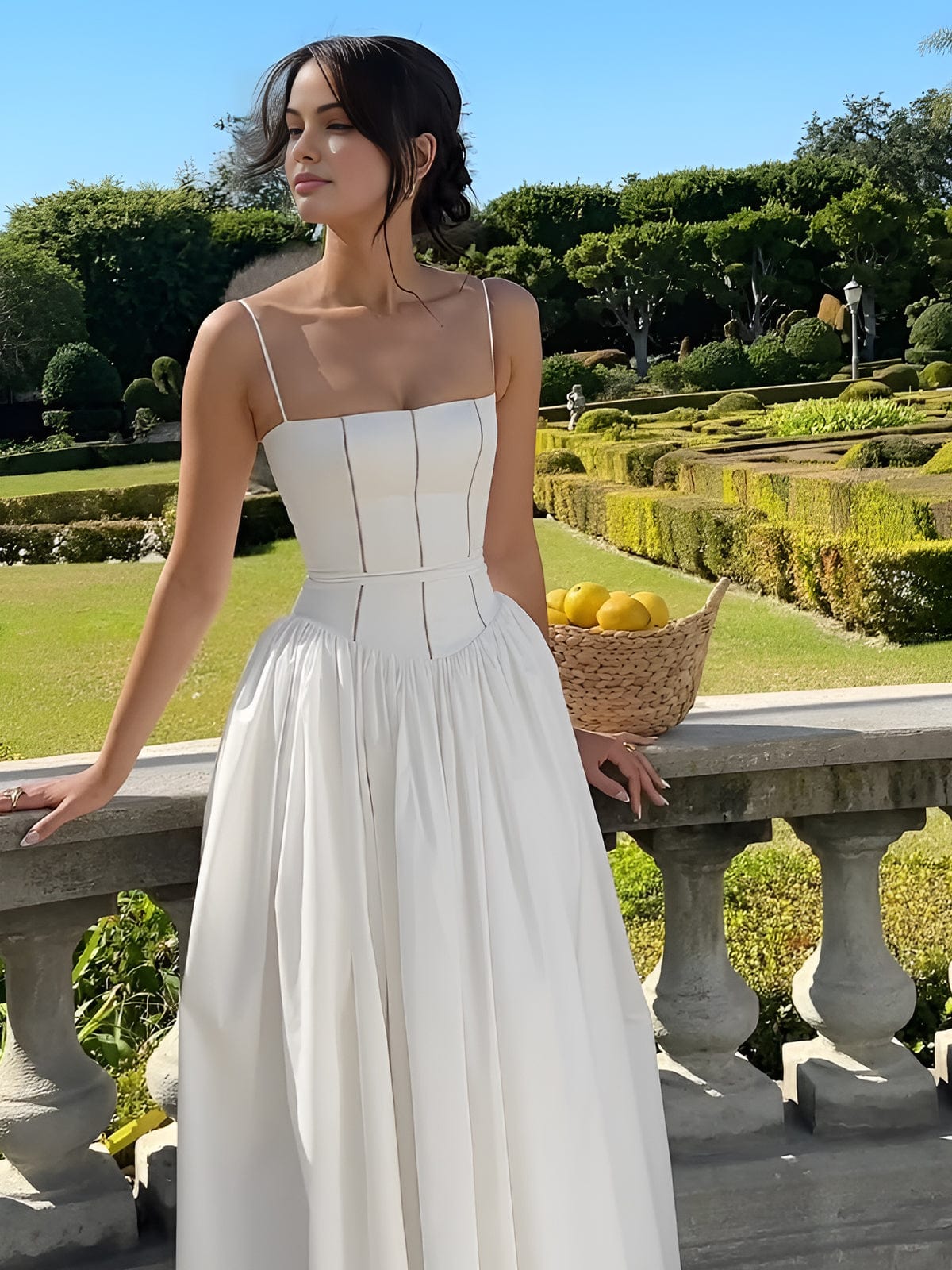 Lena | Women's Strapless Midi Dress Cream A Line