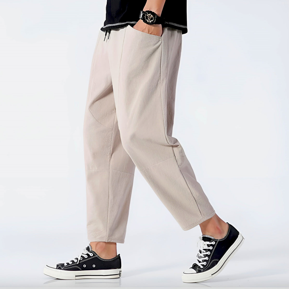 Dama Washington Callum men's relaxed fit linen pants blue - view 5