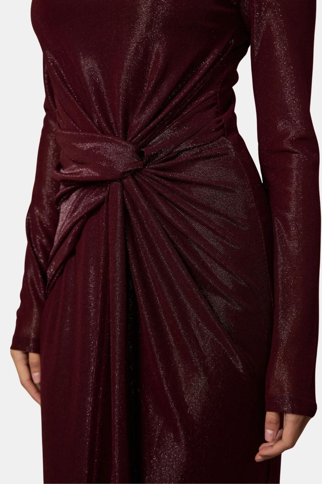 Aria | Women's Long Sleeve Maxi Dress Burgundy Ruched