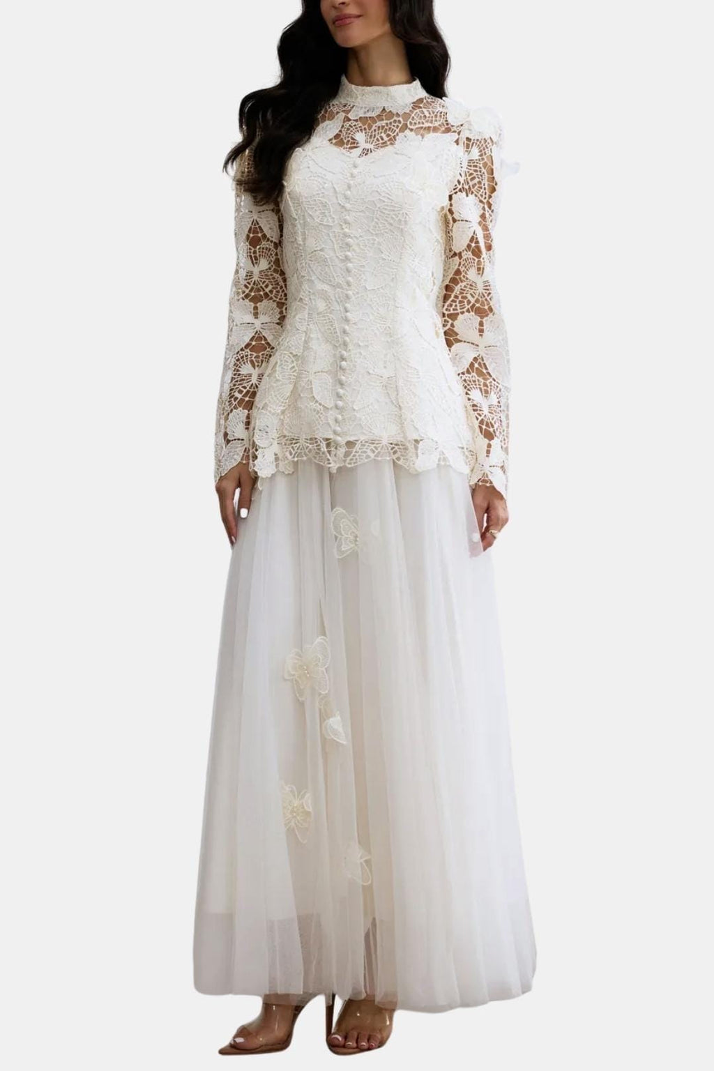 Dama Washington Rue women's long sleeve lace maxi dress black - view 10