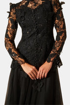 Dama Washington Rue women's long sleeve lace maxi dress black - view 8