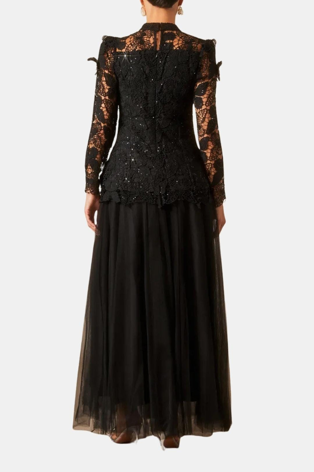 Dama Washington Rue women's long sleeve lace maxi dress black - view 6