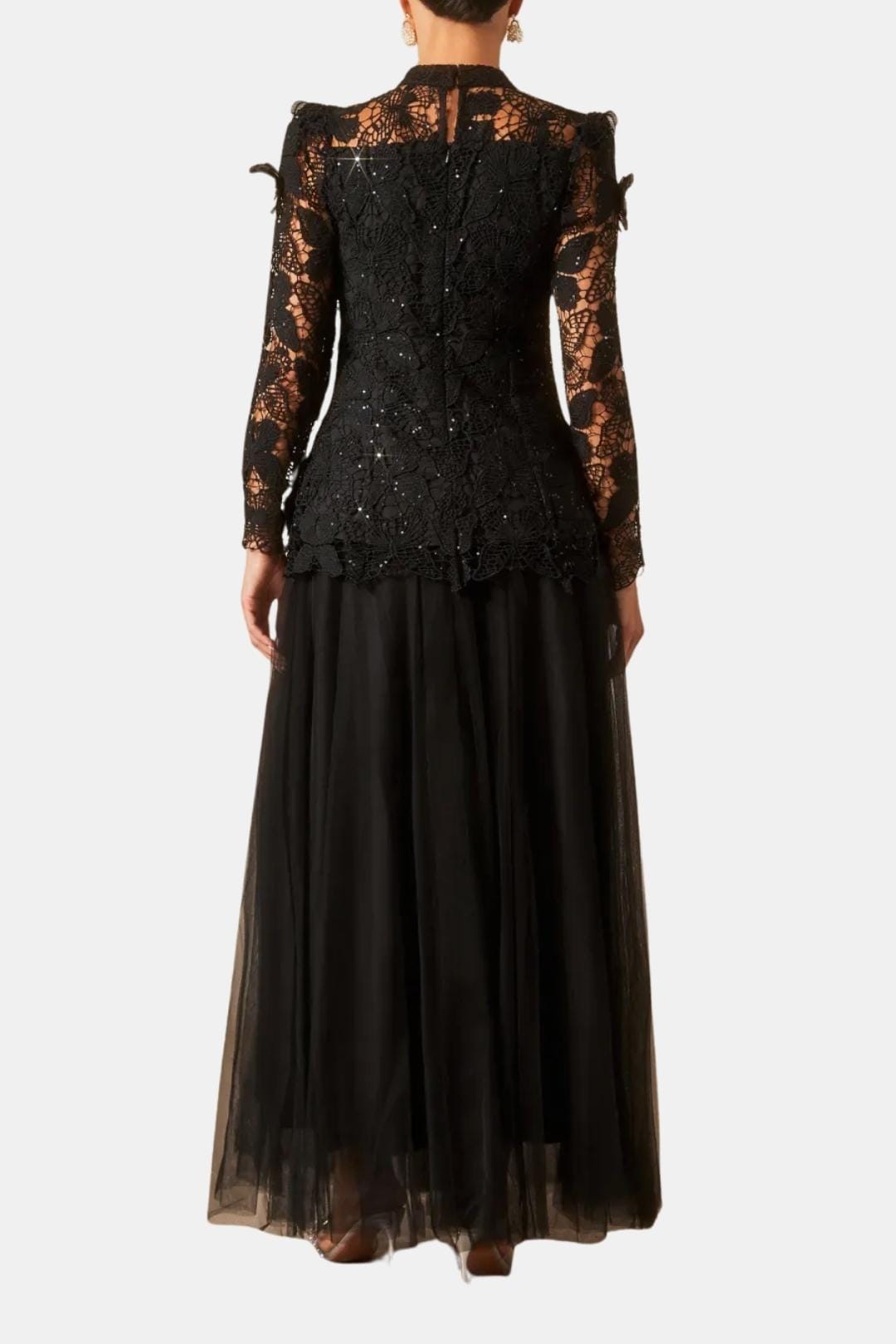 Rue | Women's Long Sleeve Lace Maxi Dress Black