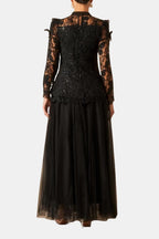Dama Washington Rue women's long sleeve lace maxi dress black - view 6
