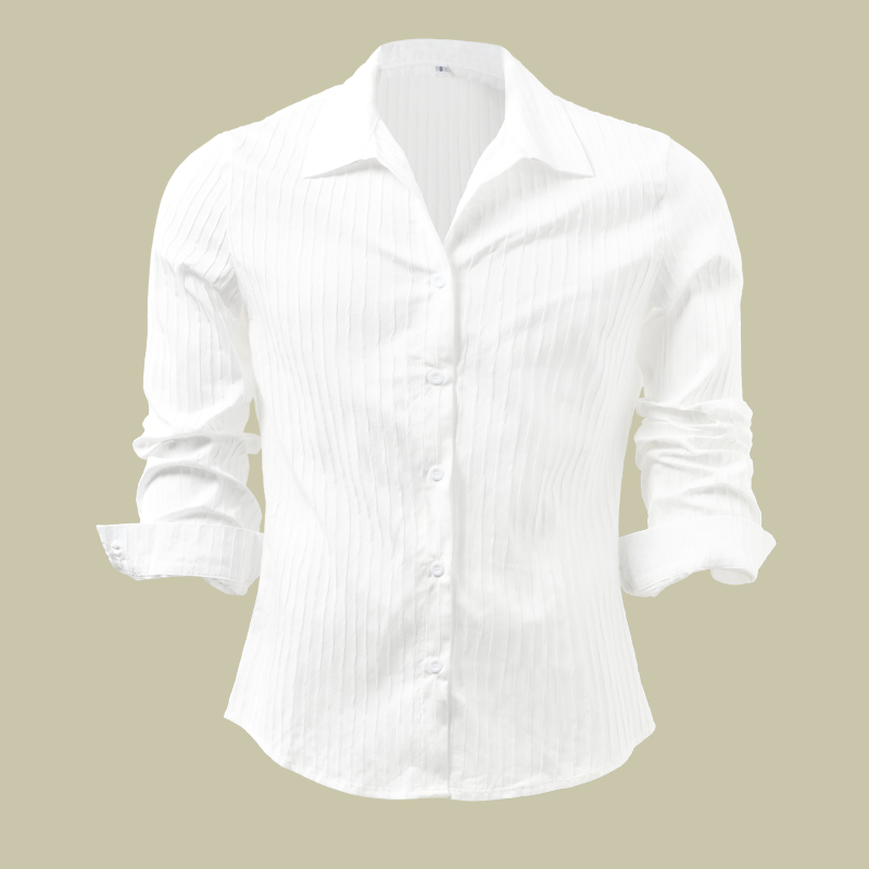 Luca | Men's Slim Fit Pinstripe Button Up Shirt White