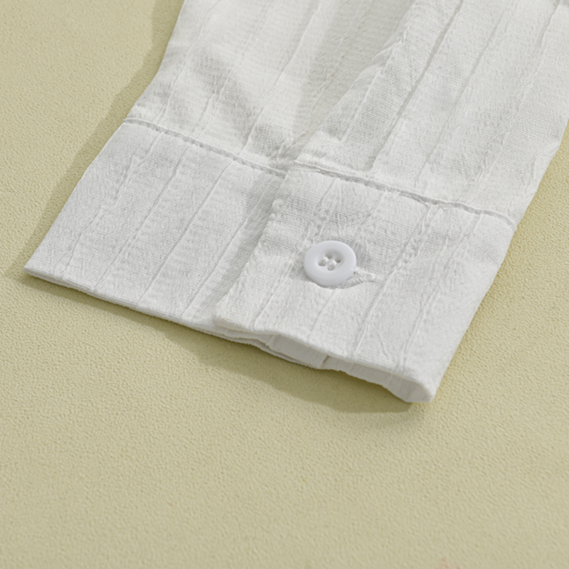 Luca | Men's Slim Fit Pinstripe Button Up Shirt White