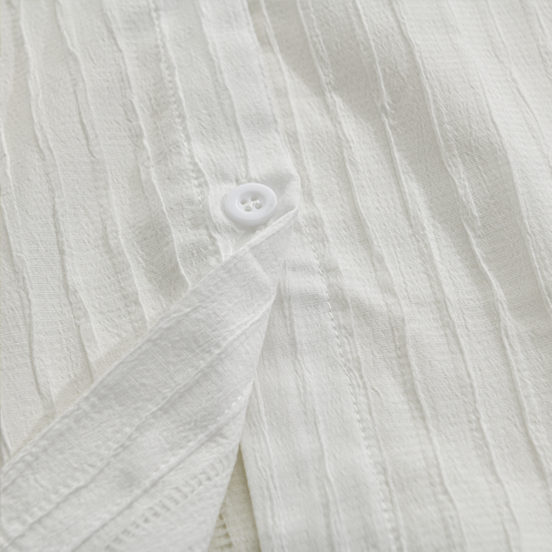 Luca | Men's Slim Fit Pinstripe Button Up Shirt White