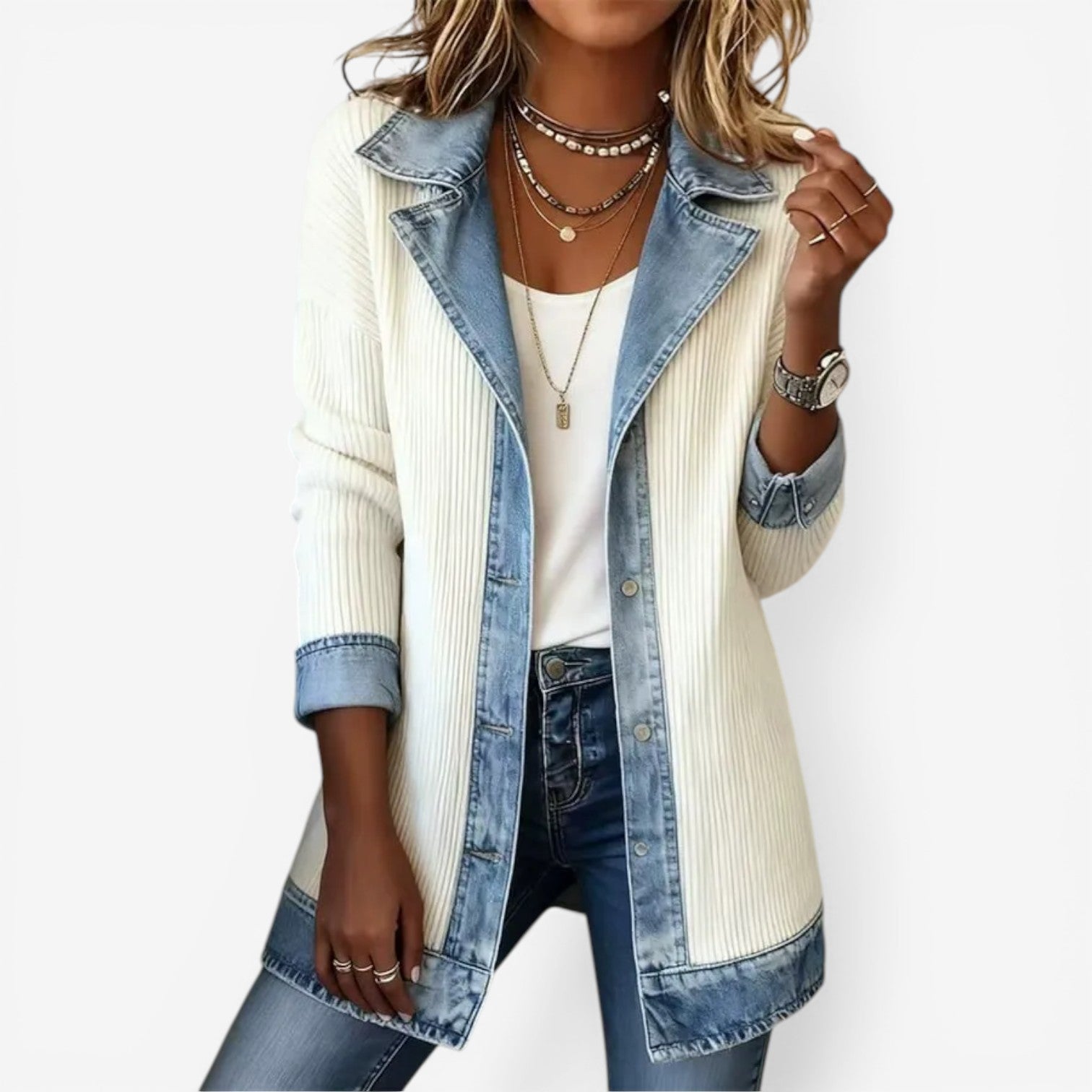 Dama Washington Angelique women's hybrid denim jacket - front view