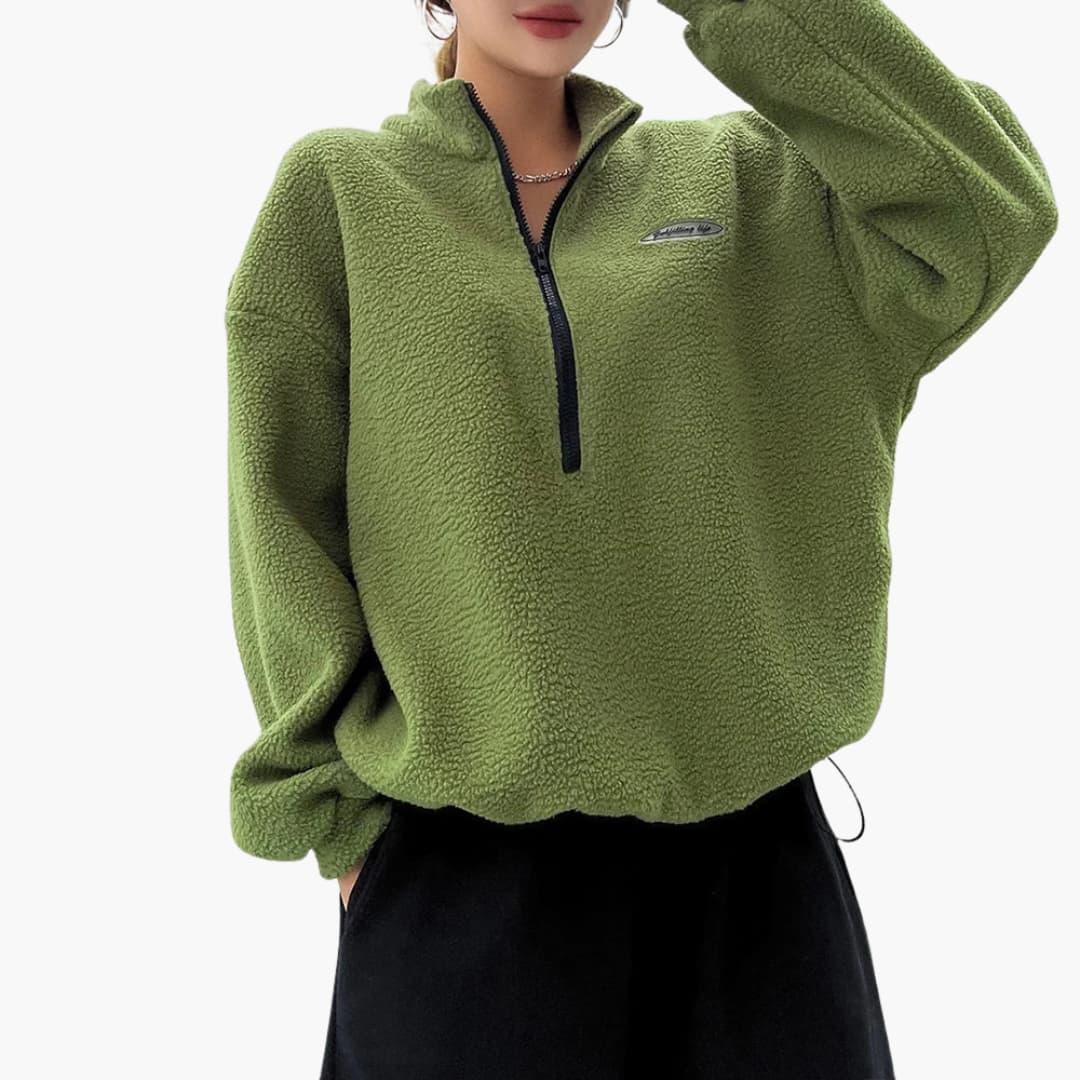 Dama Washington Elowen women's sweatshirt with half-zip and textured surface - view 2